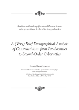 Brief Doxographical Analysis of Constructivism: from Pre-Socratics to Second-Order Cybernetics