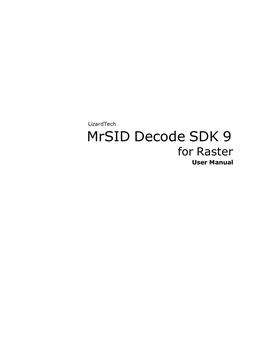 Mrsid Decode SDK 9 User Manual
