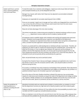Workplace Expectations Samples Explain Work Hours, Summer Hours