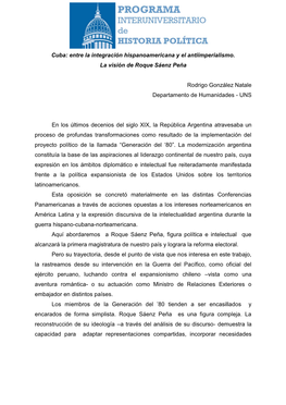 Cuba: Entre La Integración Hispanoamericana Y El Antiimperialismo