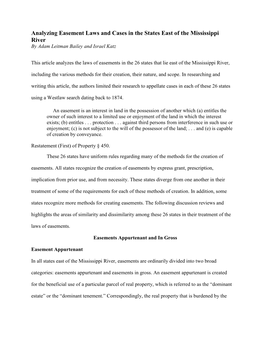 Analyzing Easement Laws and Cases in the States East of the Mississippi River by Adam Leitman Bailey and Israel Katz