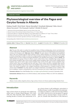﻿Phytosociological Overview of the Fagus and Corylus Forests in Albania