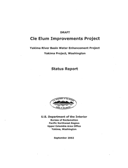 Draft Cle Elum Improvements Project Yakima River Basin Water