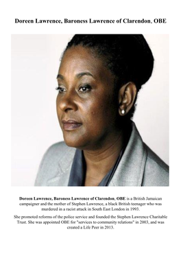 Doreen Lawrence, Baroness Lawrence of Clarendon, OBE