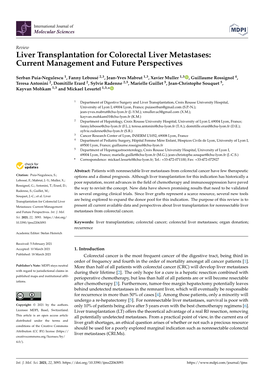 Liver Transplantation for Colorectal Liver Metastases: Current Management and Future Perspectives