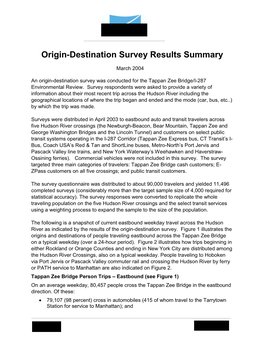 Origin-Destination Survey Results Summary