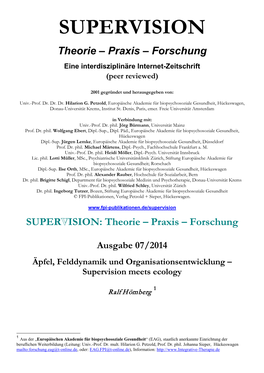 SUPERVISION Theorie – Praxis – Forschung Eine Interdisziplinäre Internet-Zeitschrift (Peer Reviewed)