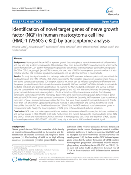 Identification of Novel Target Genes of Nerve Growth Factor