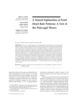 A Neural Explanation of Fetal Heart Rate Patterns: a Test of the Polyvagal