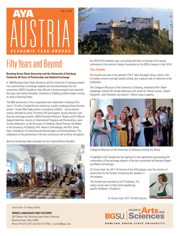 Fifty Years and Beyond Conference of the Austrian Studies Association on the BGSU Campus in April 2019