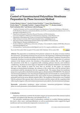 Control of Nanostructured Polysulfone Membrane Preparation by Phase Inversion Method