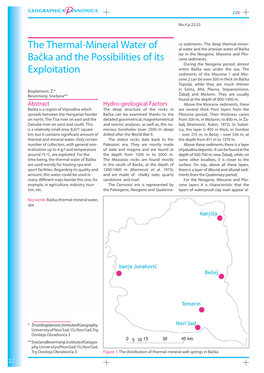 The Thermal-Mineral Water of Bačka and the Possibilities of Its Exploitation