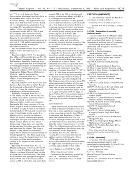 Federal Register / Vol. 60, No. 172 / Wednesday, September 6, 1995 / Rules and Regulations 46235 in 1979, Several Antarctic Treaty About 1,200 M by 500 M