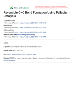 Reversible C–C Bond Formation Using Palladium Catalysis