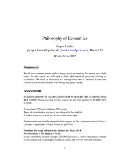 Philosophy of Economics