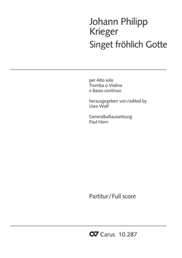 Johann Philipp Krieger Singet Fröhlich Gotte