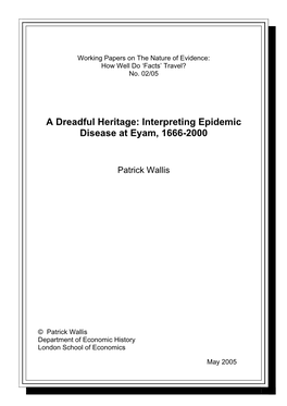 Interpreting Epidemic Disease at Eyam, 1666-2000
