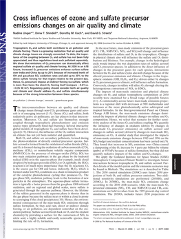 Cross Influences of Ozone and Sulfate Precursor Emissions Changes on Air Quality and Climate