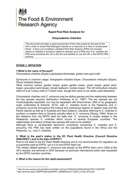 Rapid Pest Risk Analysis for Chrysodeixis Chalcites