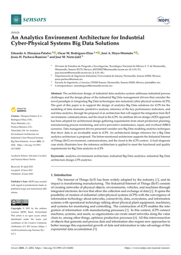 An Analytics Environment Architecture for Industrial Cyber-Physical Systems Big Data Solutions