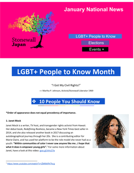​LGBT+ People to Know Month​