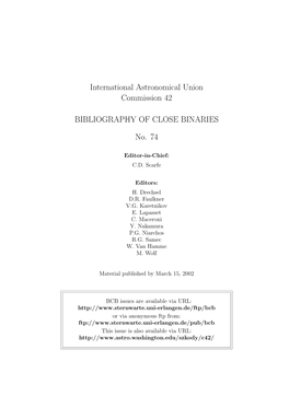 International Astronomical Union Commission 42 BIBLIOGRAPHY