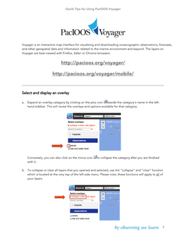 About Pacioos Voyager Handout