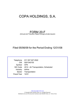 Copa Holdings, S.A
