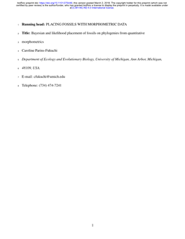 Bayesian and Likelihood Placement of Fossils on Phylogenies from Quantitative