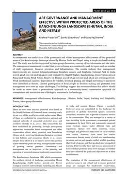 Are Governance and Management Effective Within Protected Areas of the Kanchenjunga Landscape (Bhutan, India and Nepal)?