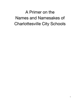 A Primer on the Names and Namesakes of Charlottesville City