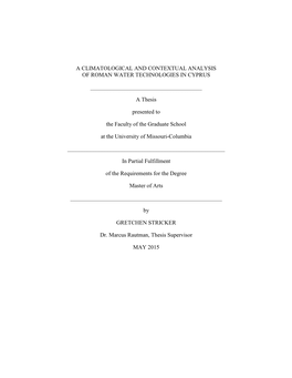 A Climatological and Contextual Analysis of Roman Water Technologies in Cyprus