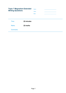 Topic 7 Magnetism Extended Writing Questions