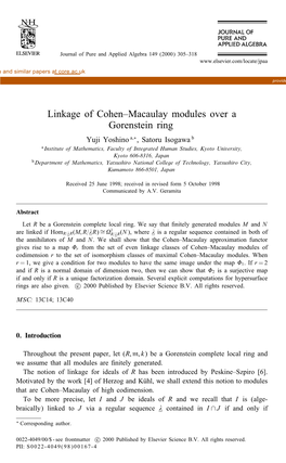 Linkage of Cohen–Macaulay Modules Over a Gorenstein Ring