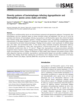 Diversity Patterns of Bacteriophages Infecting Aggregatibacter and Haemophilus Species Across Clades and Niches