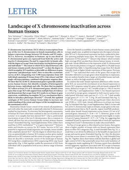 Landscape of X Chromosome Inactivation Across Human Tissues Taru Tukiainen1,2, Alexandra-Chloé Villani2,3, Angela Yen2,4, Manuel A