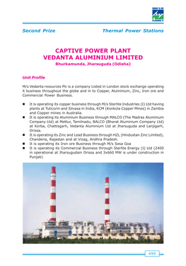 CAPTIVE POWER PLANT VEDANTA ALUMINIUM LIMITED Bhurkamunda, Jharsuguda (Odisha)