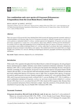 Phytotaxa 24: 33–38 (2011) ISSN 1179-3155 (Print Edition) Article PHYTOTAXA Copyright © 2011 Magnolia Press ISSN 1179-3163 (Online Edition)