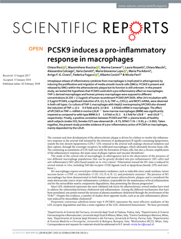 PCSK9 Induces a Pro-Inflammatory Response in Macrophages