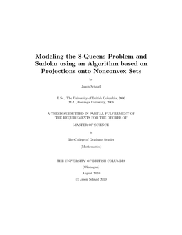 Modeling the 8-Queens Problem and Sudoku Using an Algorithm Based on Projections Onto Nonconvex Sets