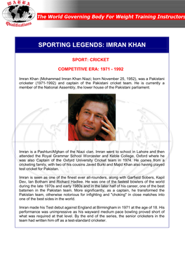 Sporting Legends: Imran Khan