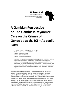 A Gambian Perspective on the Gambia V