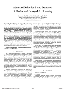 Abnormal Behavior-Based Detection of Shodan and Censys-Like Scanning