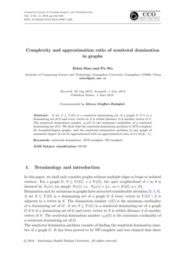 Complexity and Approximation Ratio of Semitotal Domination in Graphs 1