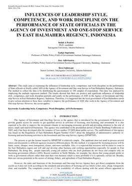 Influences of Leadership Style, Competence, and Work Discipline on the Performance of State Officials in the Agency of Investmen