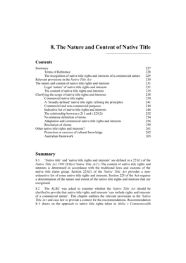 8. the Nature and Content of Native Title