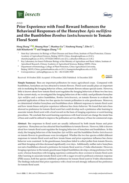 Prior Experience with Food Reward Influences the Behavioral