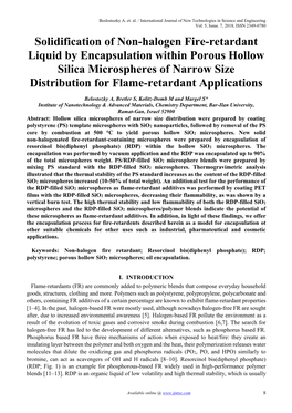 Solidification of Non-Halogen Fire-Retardant Liquid by Encapsulation Within Porous Hollow Silica Microspheres of Narrow Size