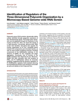 Identification of Regulators of the Three-Dimensional Polycomb