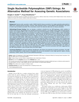 SNP)-Strings: an Alternative Method for Assessing Genetic Associations